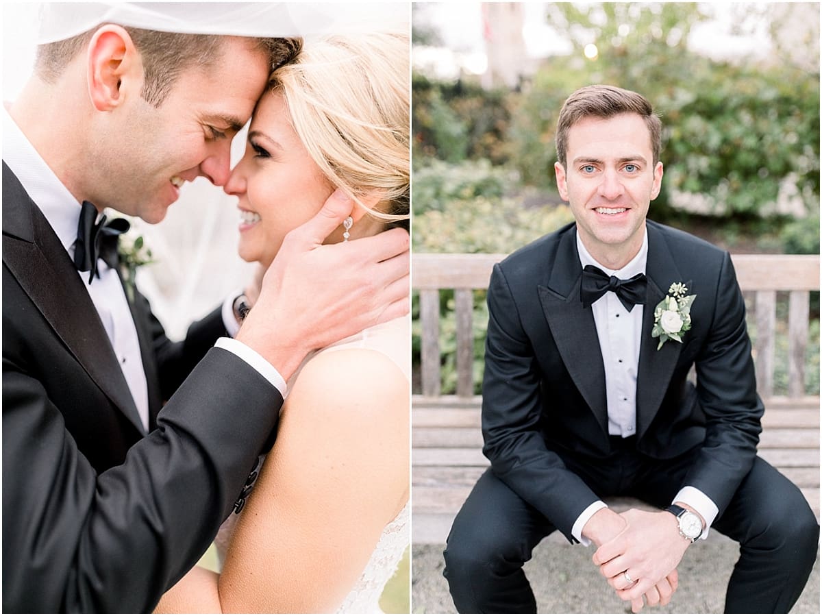 Arielle Peters Photography | Bride and groom touching foreheads and smiling in Indianapolis on wedding day.