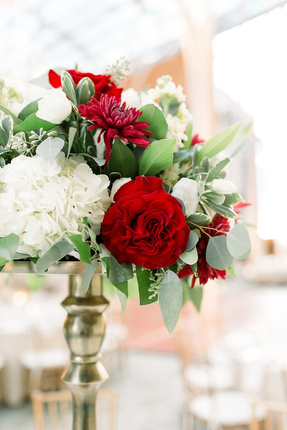 Arielle Peters Photography | Wedding reception floral arrangements at the Indy Public Library in Indianapolis for fall wedding day.