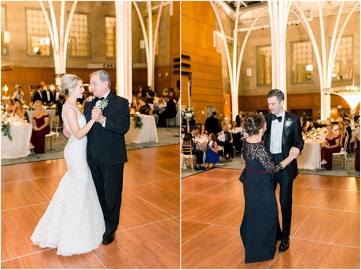 Arielle Peters Photography | Father of the bride and bride sharing a dance at wedding reception in Indy Public Library in Indianapolis.