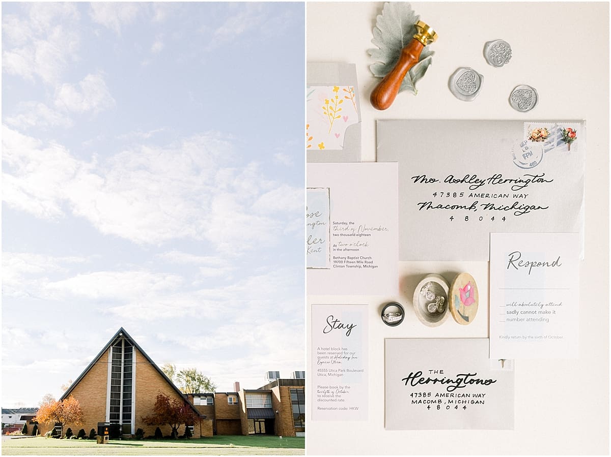 Arielle Peters Photography | Wedding invitations and save the dates on fall wedding day.