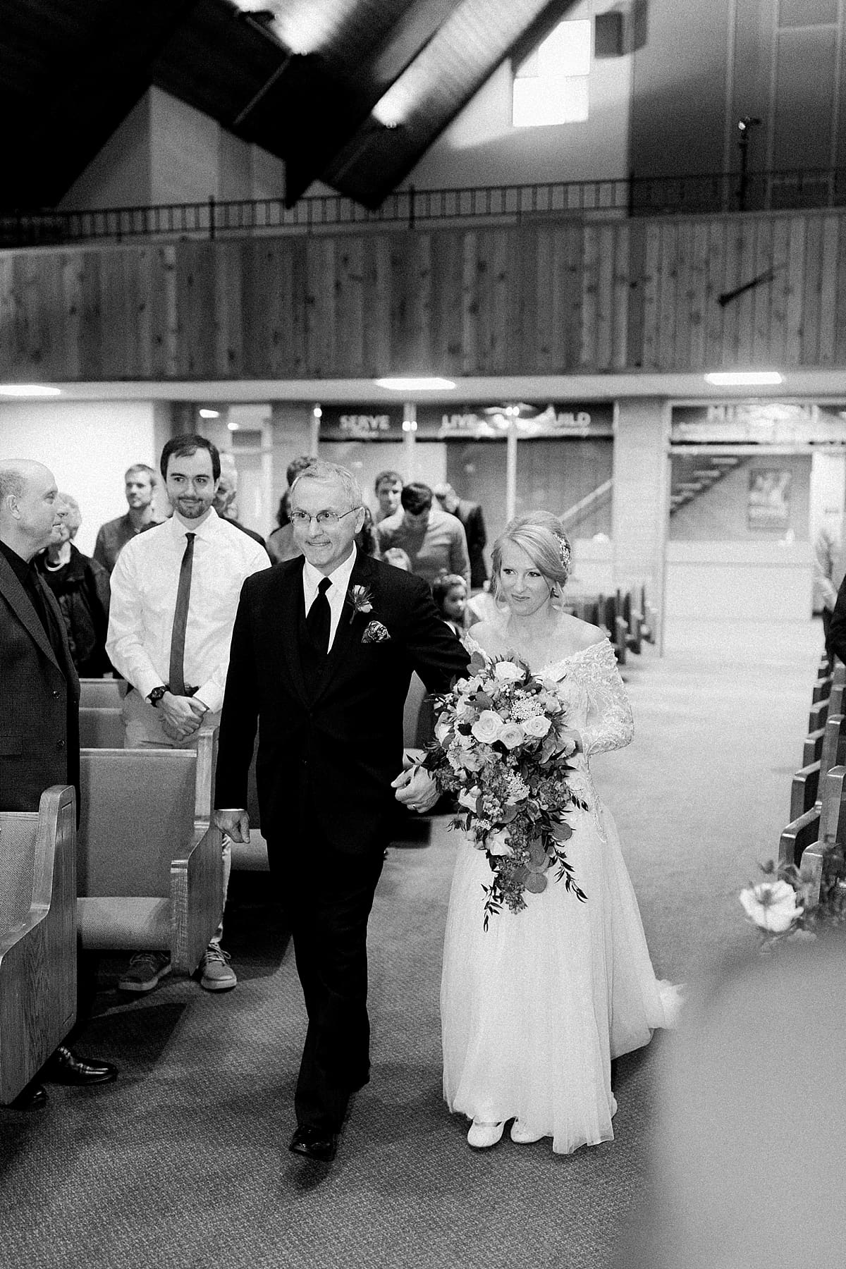 Arielle Peters Photography | Father of the bride walking the bride down the aisle on her fall wedding day.