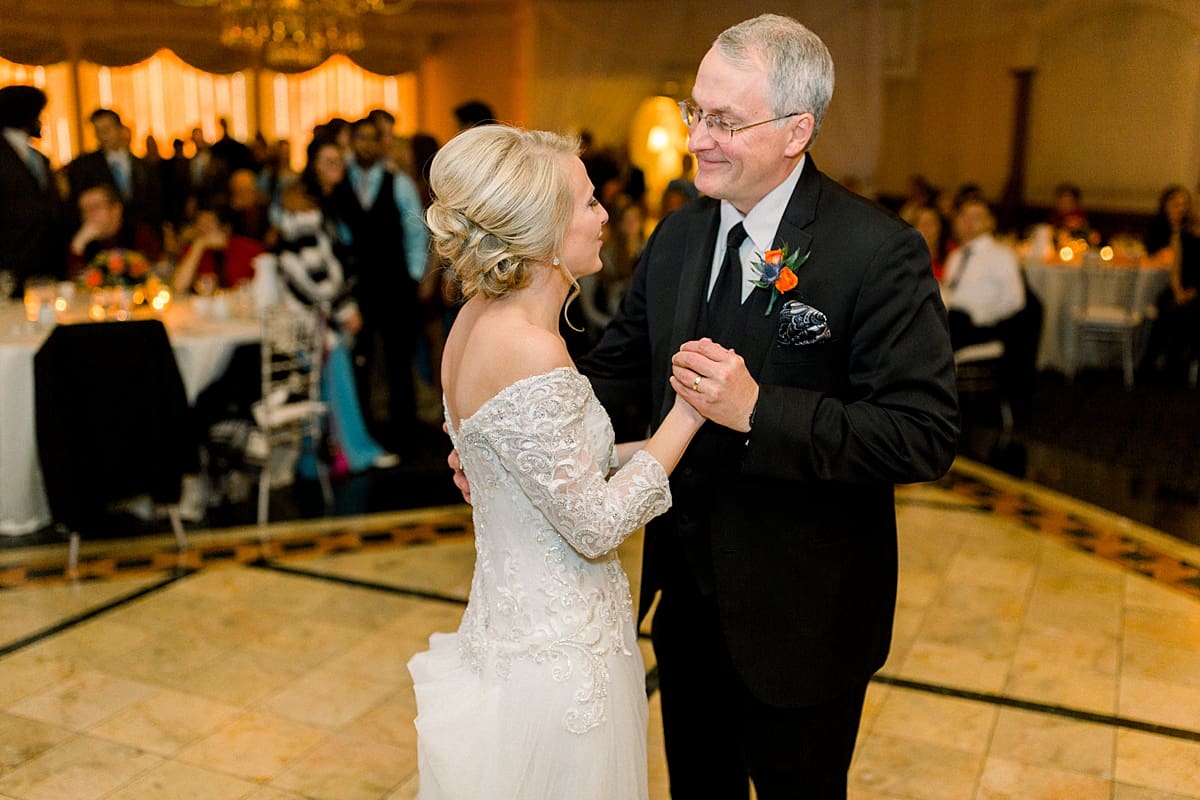 Arielle Peters Photography | Father of the bride sharing a dance with the bride at fall wedding reception.