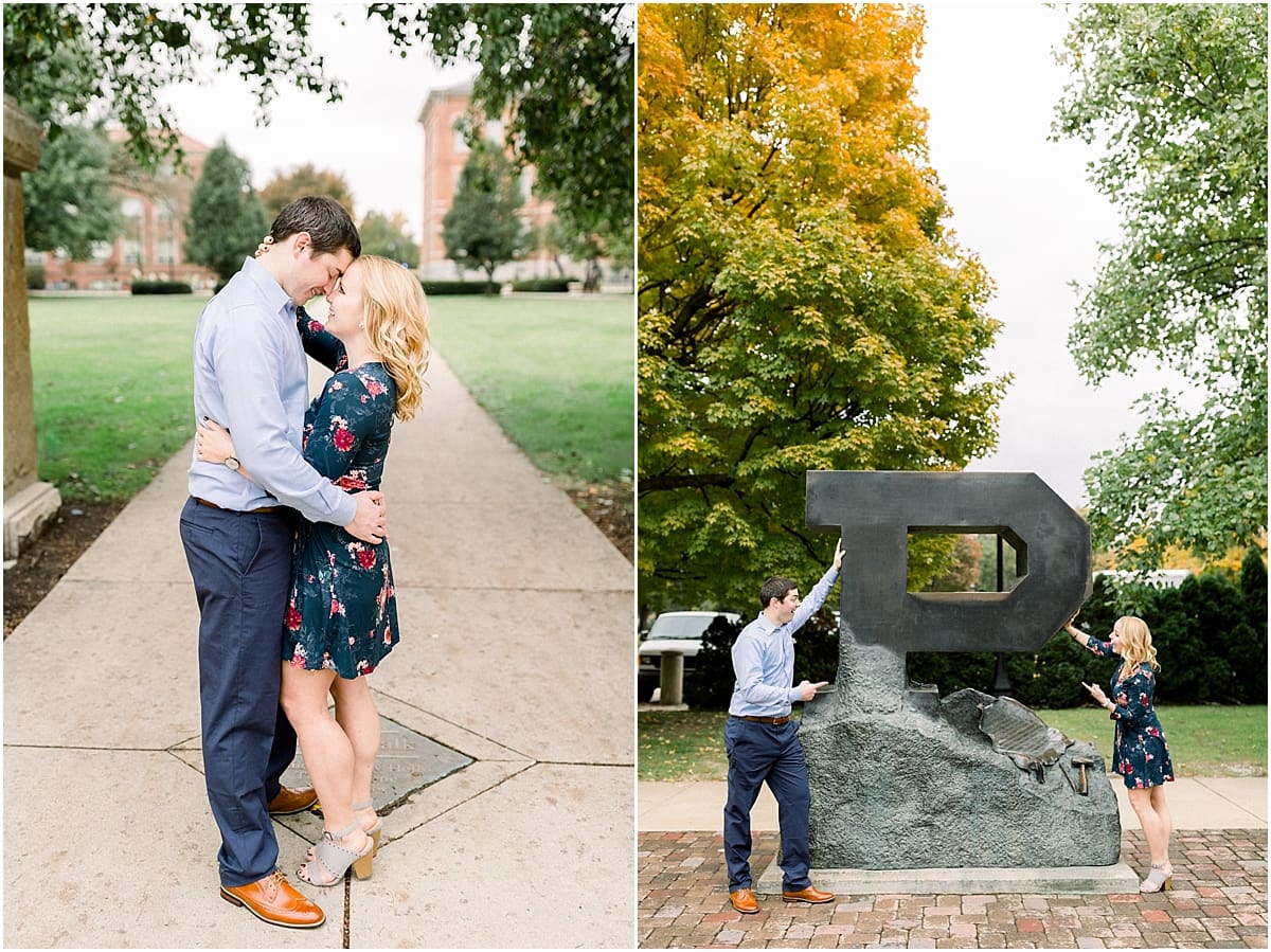 Arielle Peters Photography | Couple taking fall engagement photos at Purdue University.