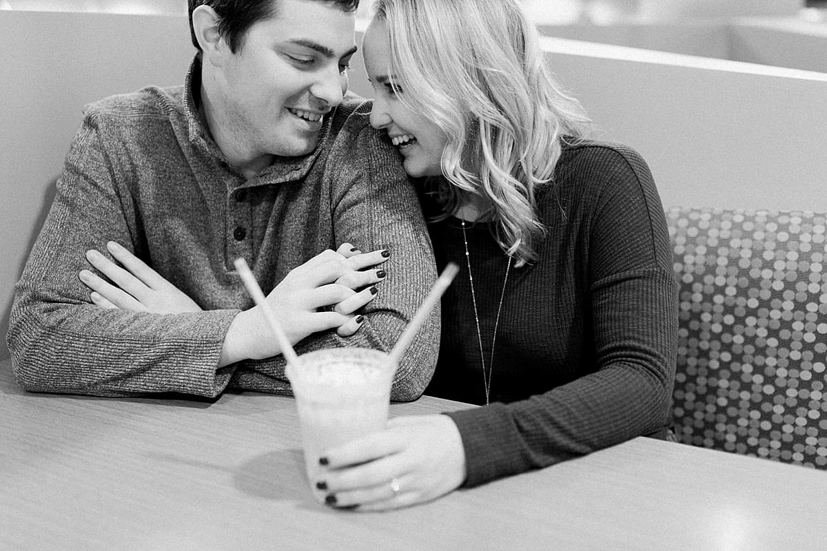 Arielle Peters Photography | Couple laughing and taking fall engagement photos at Purdue University.