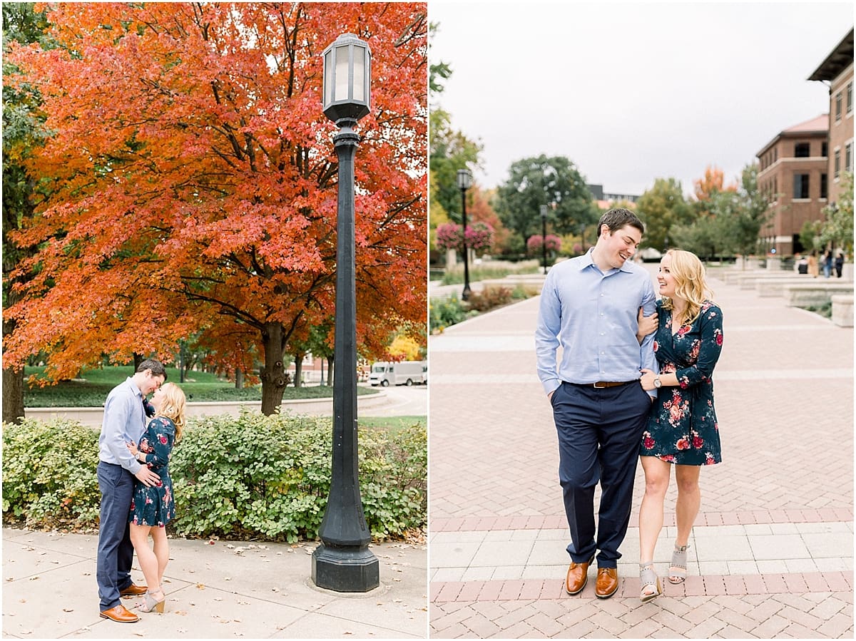 Arielle Peters Photography | Couple taking fall engagement photos at Purdue University.