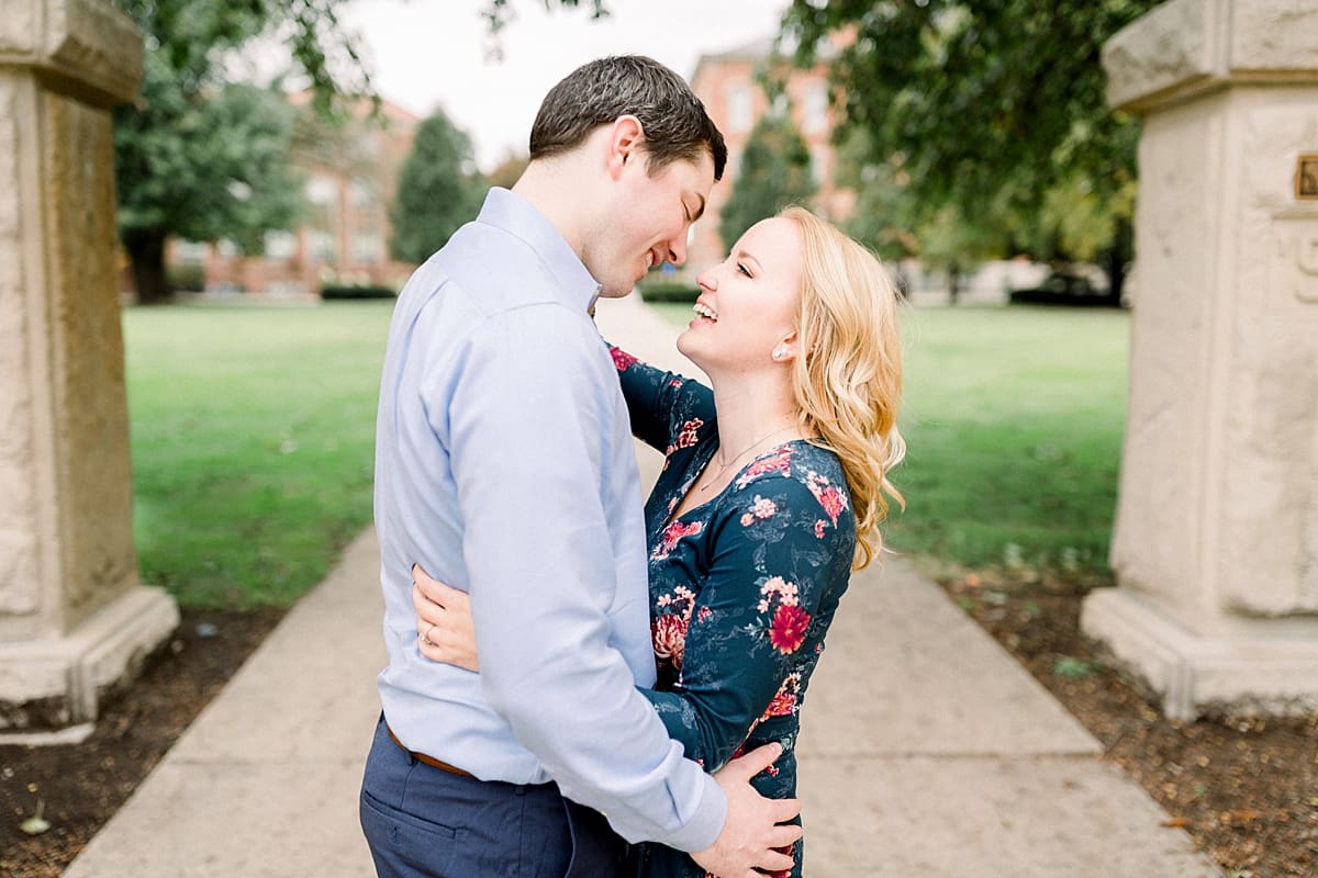 Arielle Peters Photography | Couple taking fall engagement photos at Purdue University.
