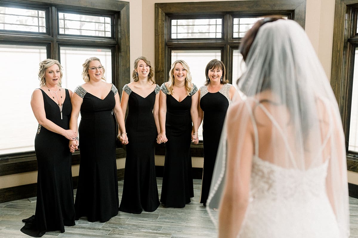 Arielle Peters Photography | Bridesmaids and mother of bride seeing the bride.