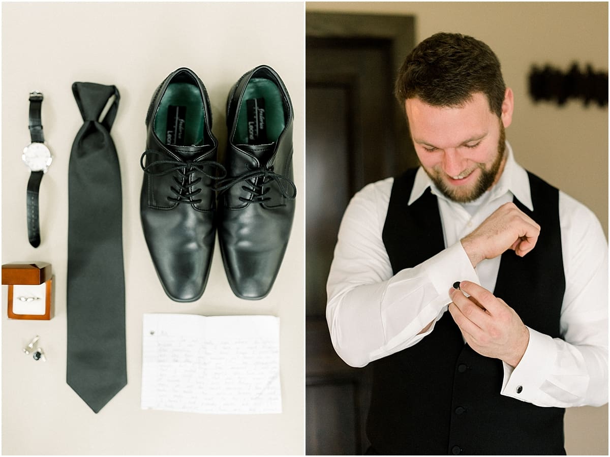 Arielle Peters Photography | Groom getting ready on wedding day with wedding details.