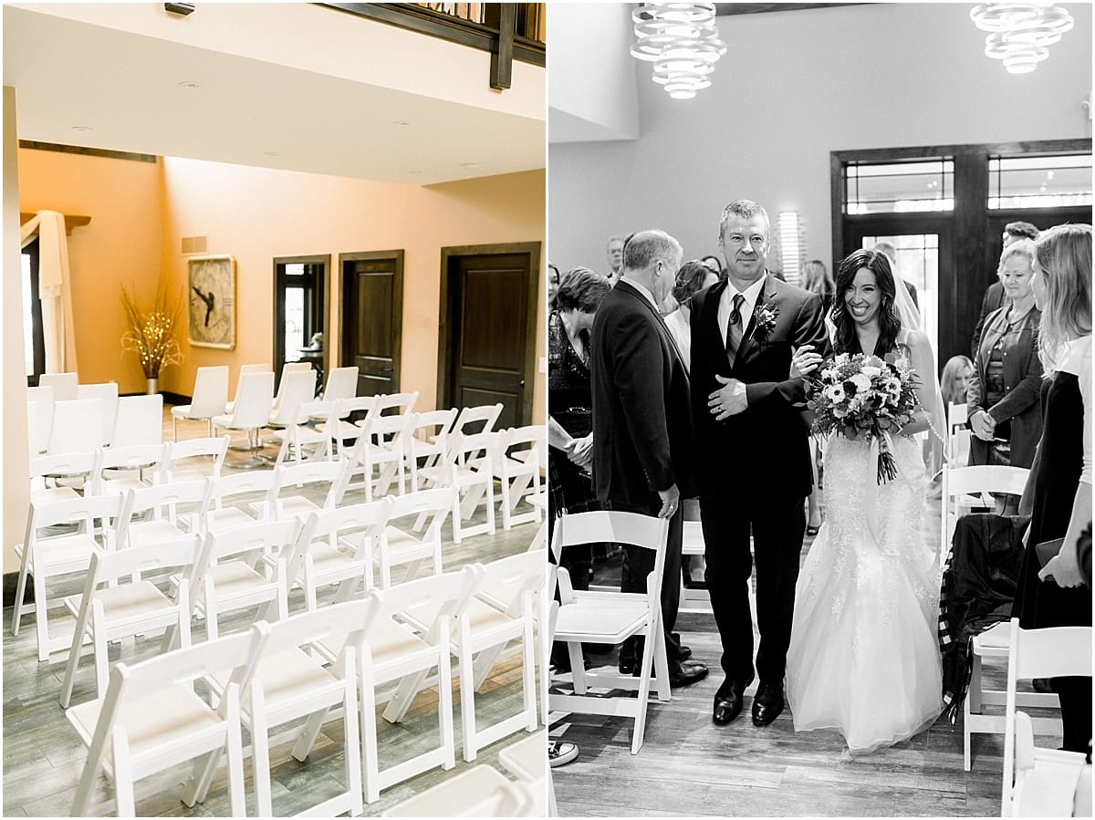 Arielle Peters Photography | Bride walking down the aisle with father of the bride on wedding day.