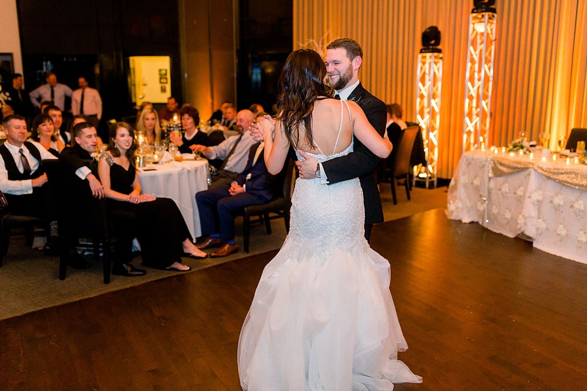 Arielle Peters Photography | Bride and groom sharing their first dance at their wedding reception.