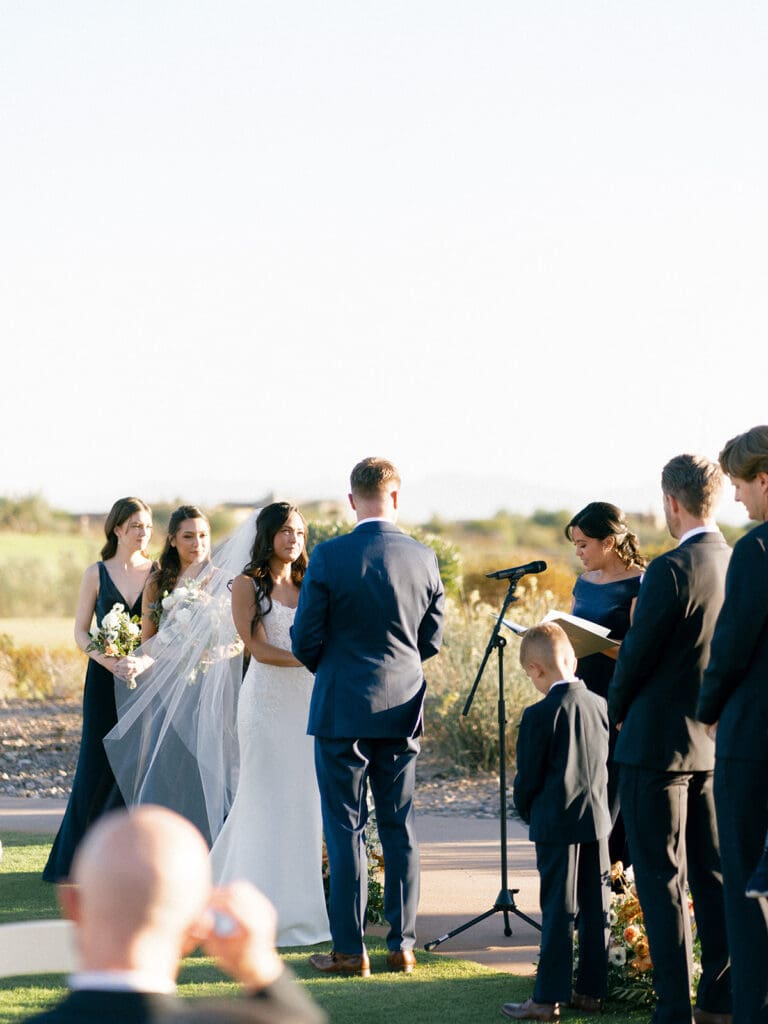 A beautiful fall golden hour Blackstone Country Club wedding ceremony in Peoria, Arizona.
