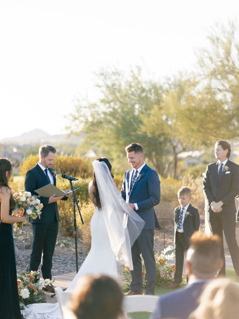 A beautiful fall golden hour Blackstone Country Club wedding ceremony in Peoria, Arizona.