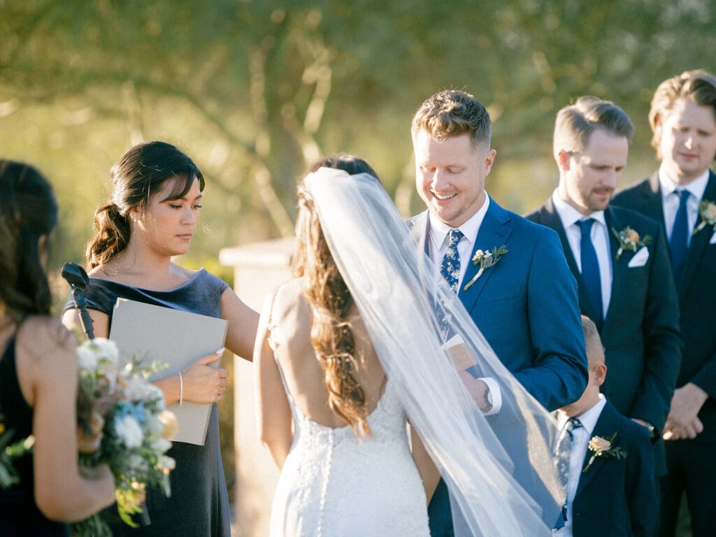 A beautiful fall golden hour Blackstone Country Club wedding ceremony in Peoria, Arizona.