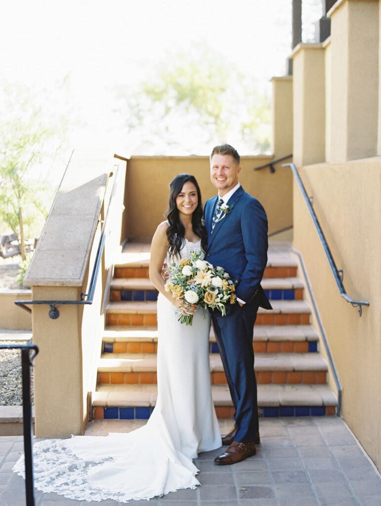 Bride and groom portraits just outside of Blackstone Country Club - Arizona desert wedding venue in Peoria.