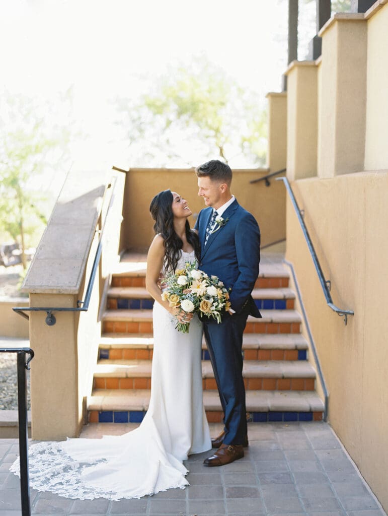 Bride and groom portraits just outside of Blackstone Country Club - Arizona desert wedding venue in Peoria. 