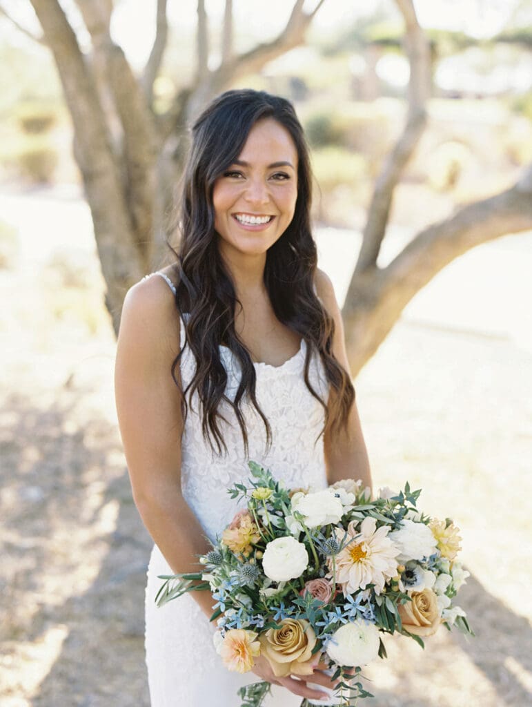 Outdoor fall bridal portraits at Blackstone Country Club - Arizona desert wedding venue in Peoria. 