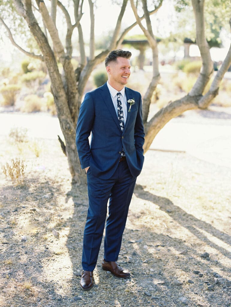 Outdoor fall grooms portraits at Blackstone Country Club - Arizona desert wedding venue in Peoria. 