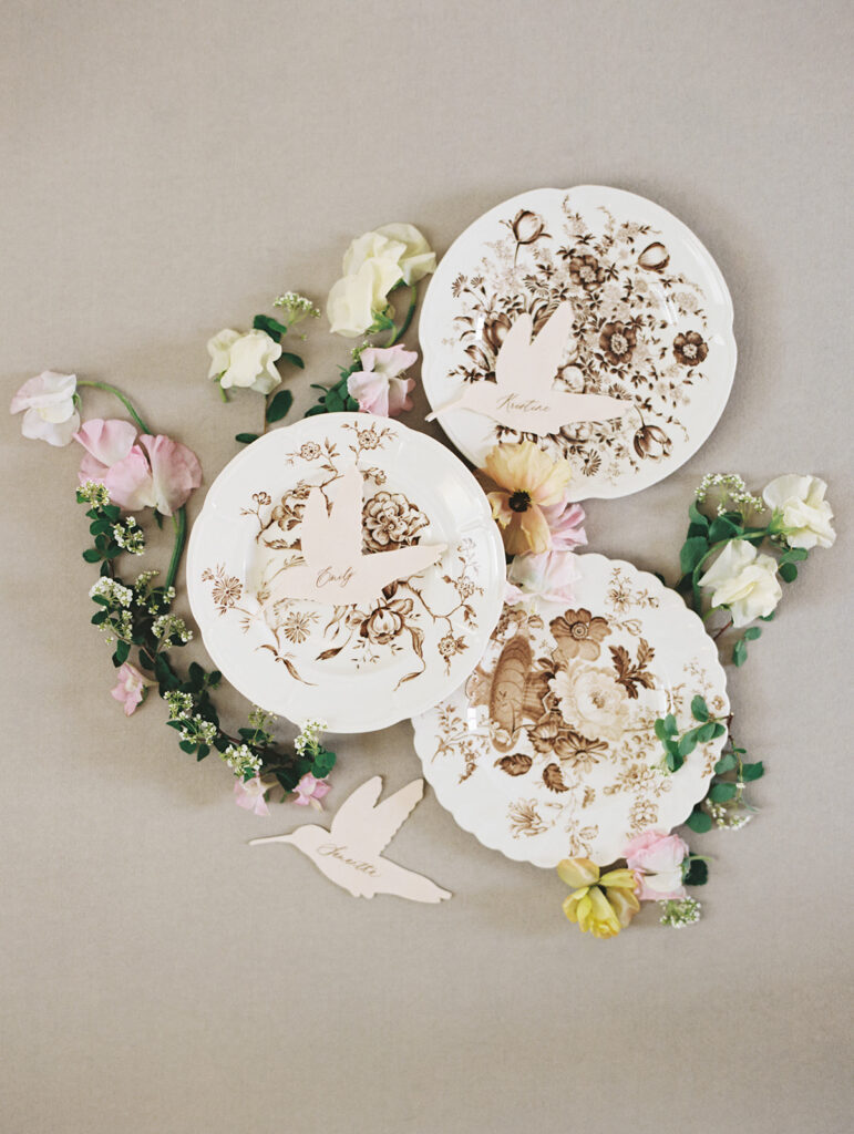 Romantic wedding flaylay with design by Maddie Laidig Designs