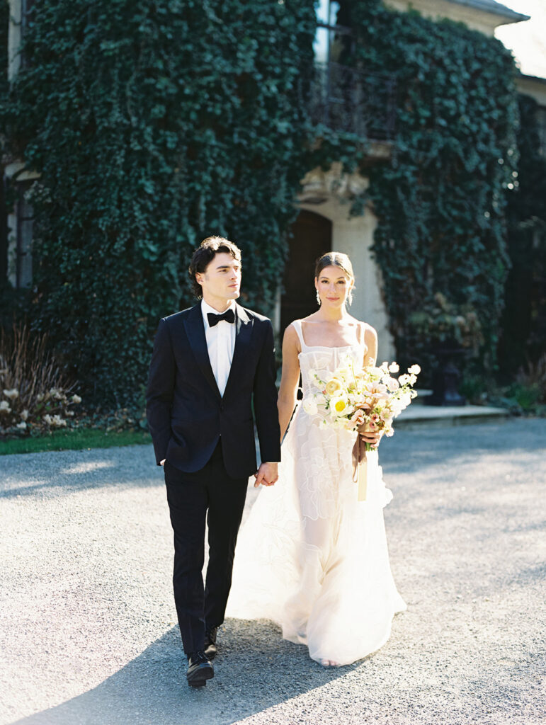 Editorial outdoor bride and groom portraits at Green Crest Manor in Battle Creek, Michigan.