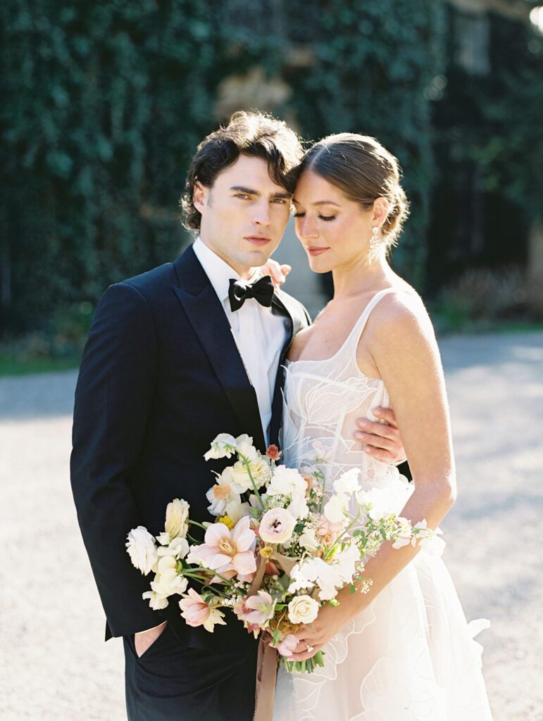 Editorial outdoor bride and groom portraits at Green Crest Manor in Battle Creek, Michigan.