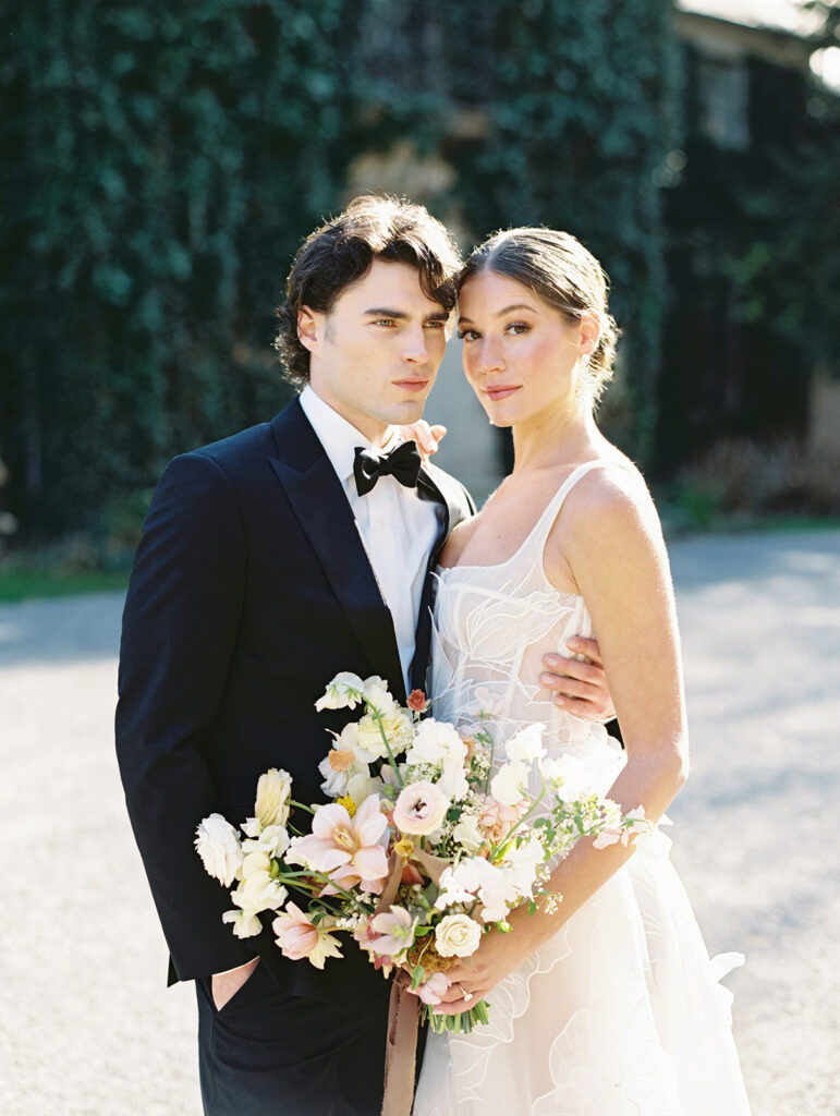 Editorial outdoor bride and groom portraits at Green Crest Manor in Battle Creek, Michigan.