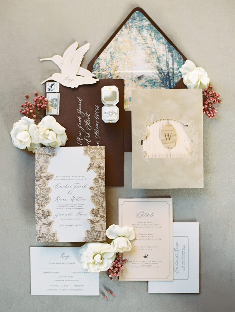 Romantic wedding stationary by Maddie Laidig Designs