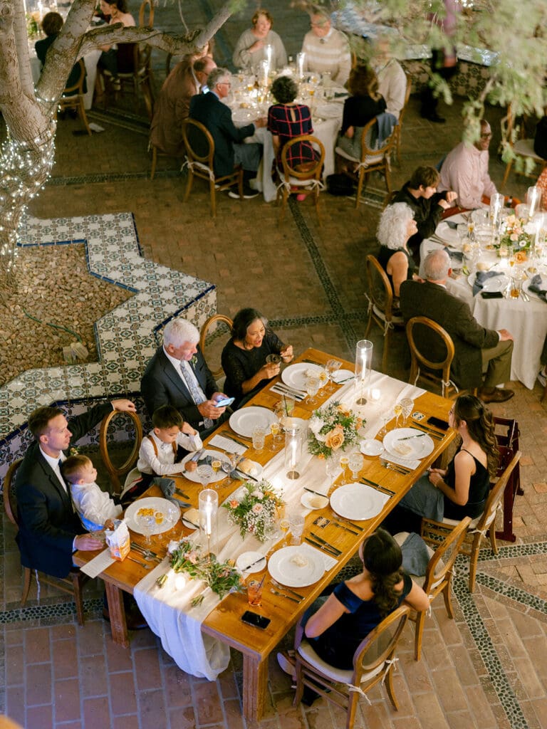Candlelit wedding reception at The Courtyard of Blackstone County Club - Arizona desert wedding venue