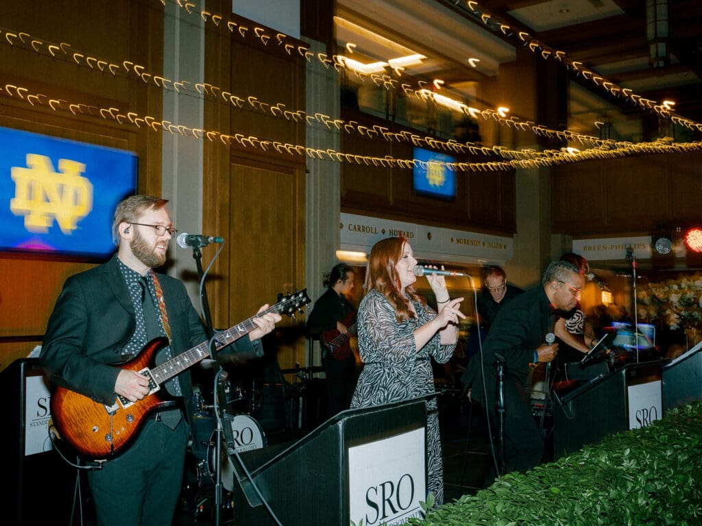 Band playing for a Notre Dame wedding reception in Indiana