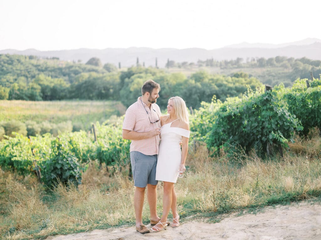 Bride and grooms wine tasting night at Poggio Molina in Italy