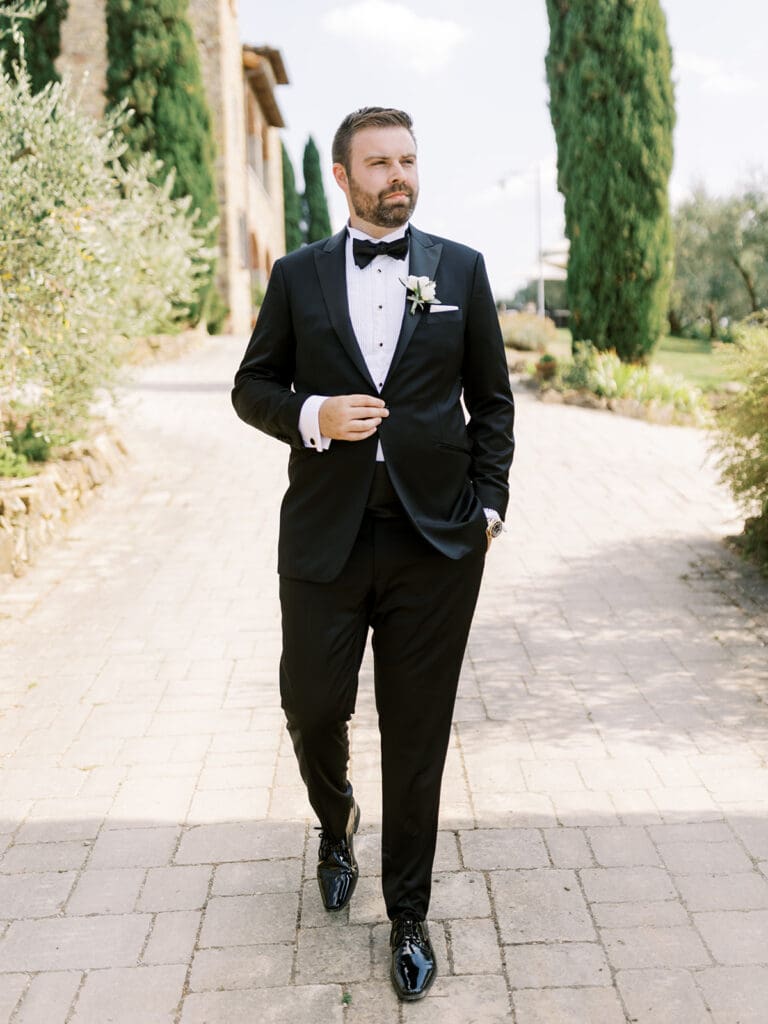 Grooms portraits at Villa Petrea from a wedding in Tuscany, Italy