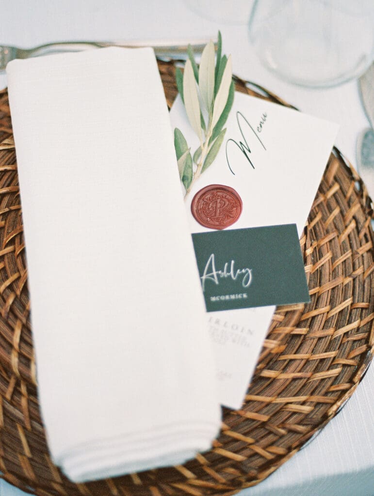 Wedding menu and reception details