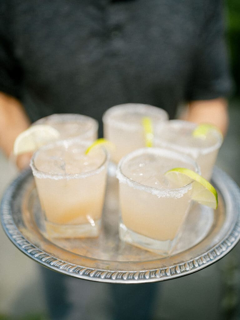 Cocktail hour drinks being served