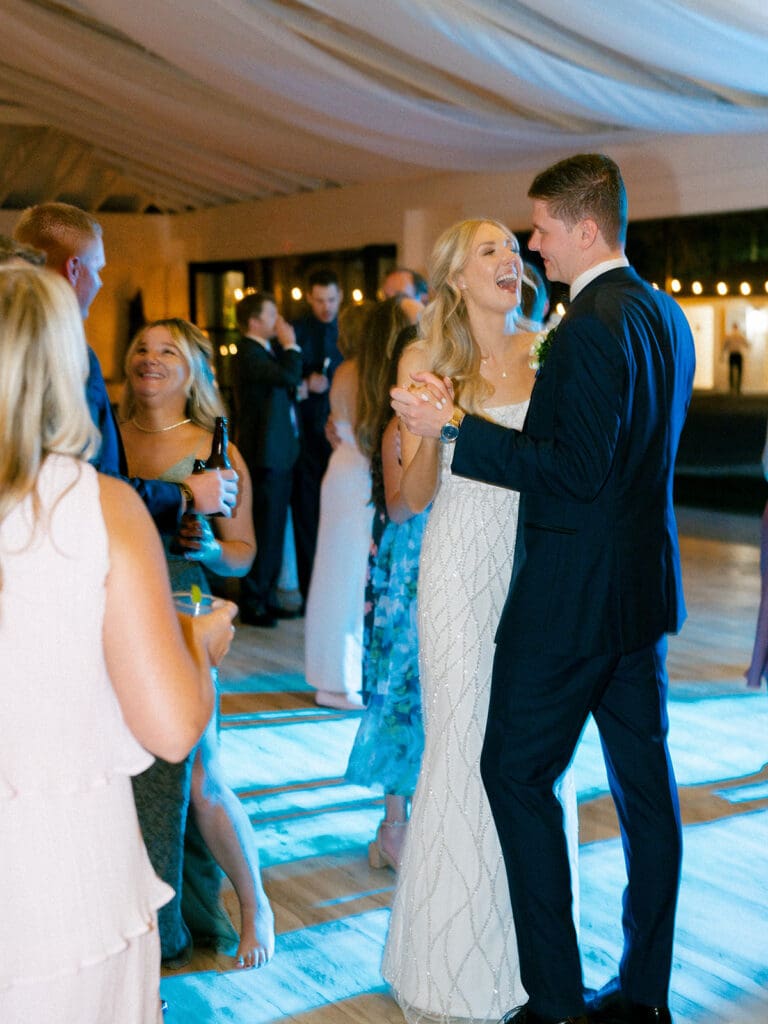Bride and groom dancing during their reception