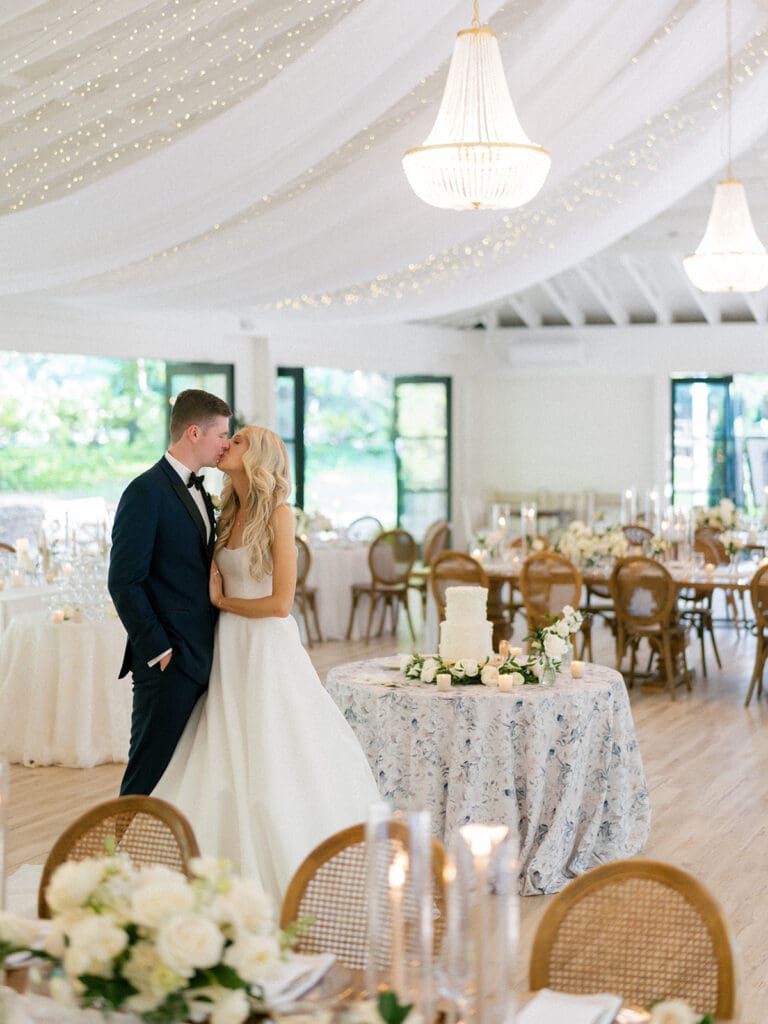 Bride and grooms wedding reception room reveal at Greencrest Manor wedding venue in Battle Creek, Michigan