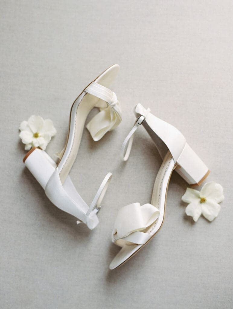 Brides white wedding heels.