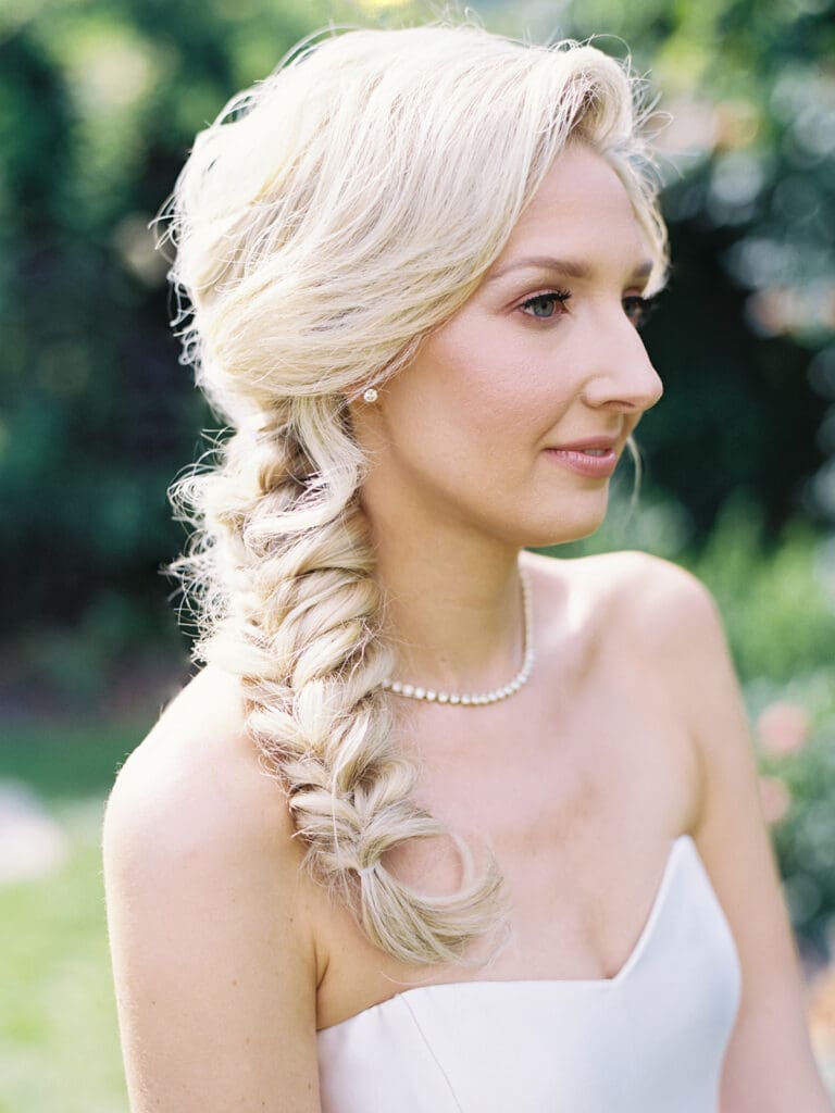 Brides welcome party wedding style with a romantic loose braid