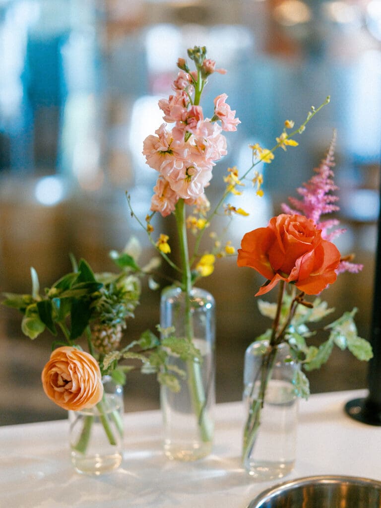 Colorful and vibrant wedding floral centerpieces