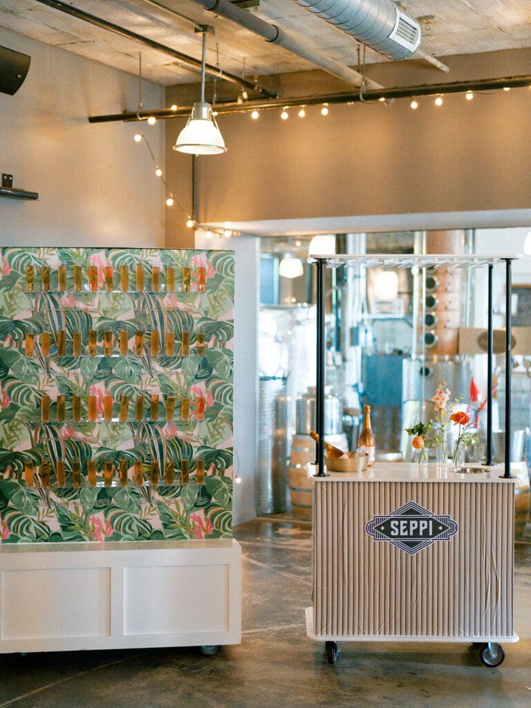 Sparkling Seppi wine for a Journeyman Distillery cocktail hour with 