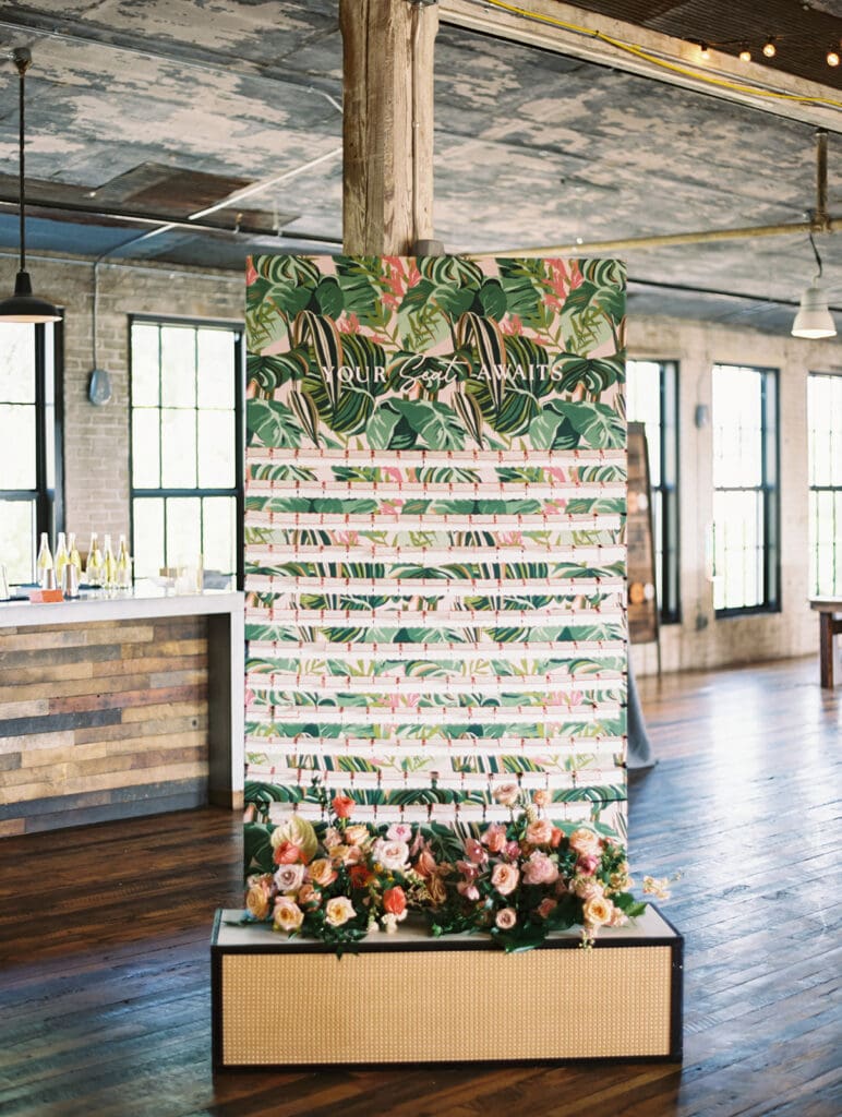 A Journeyman Distillery wedding reception seating chart