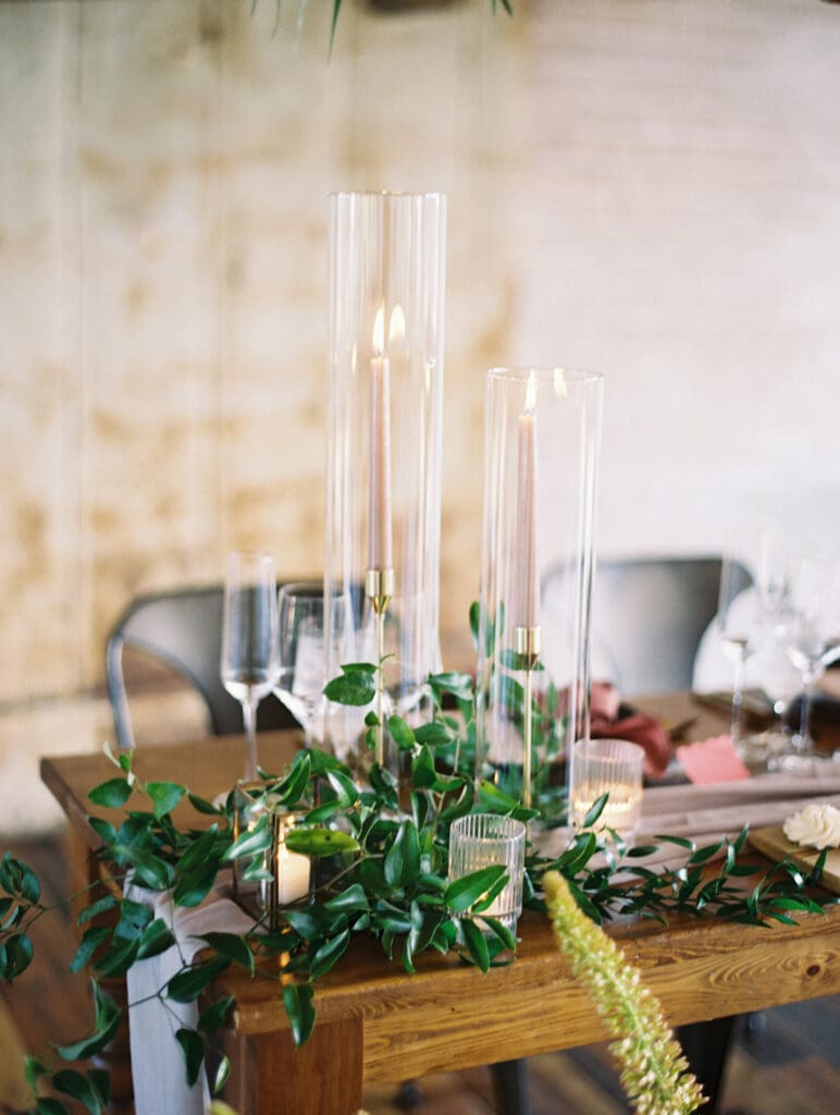 Tall and elegant wedding reception candles