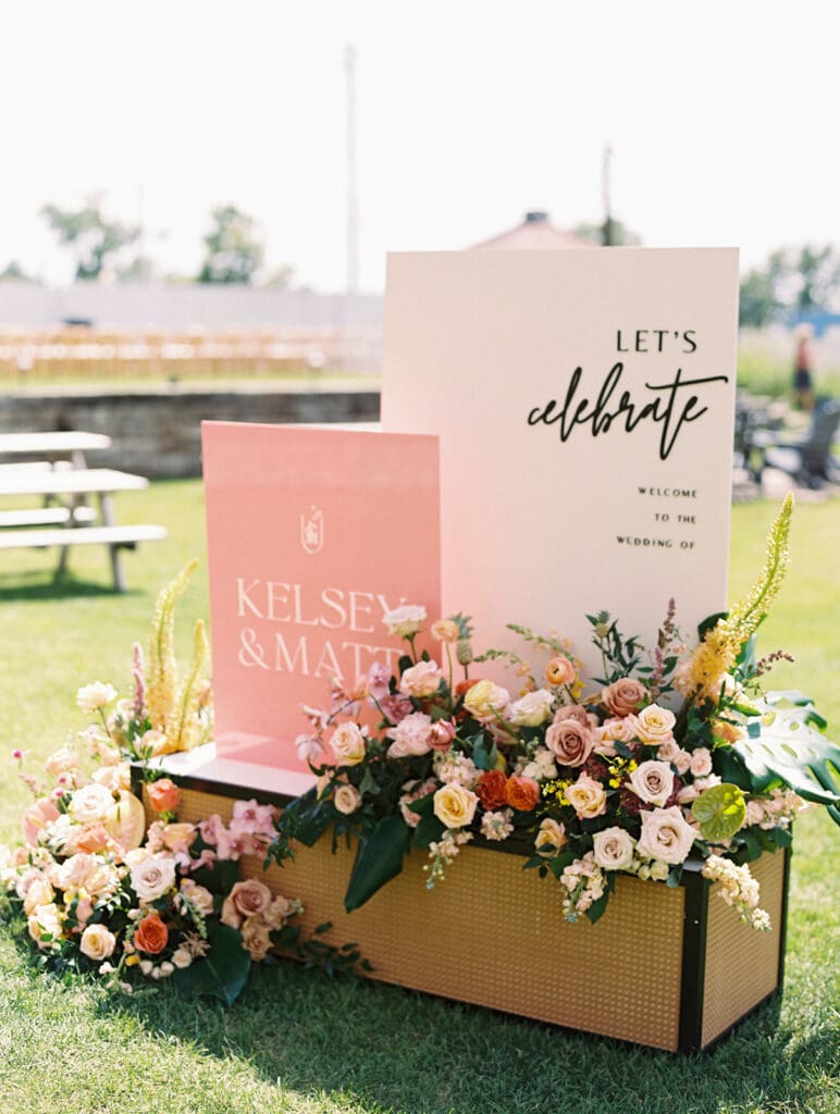 Wedding ceremony welcome sign