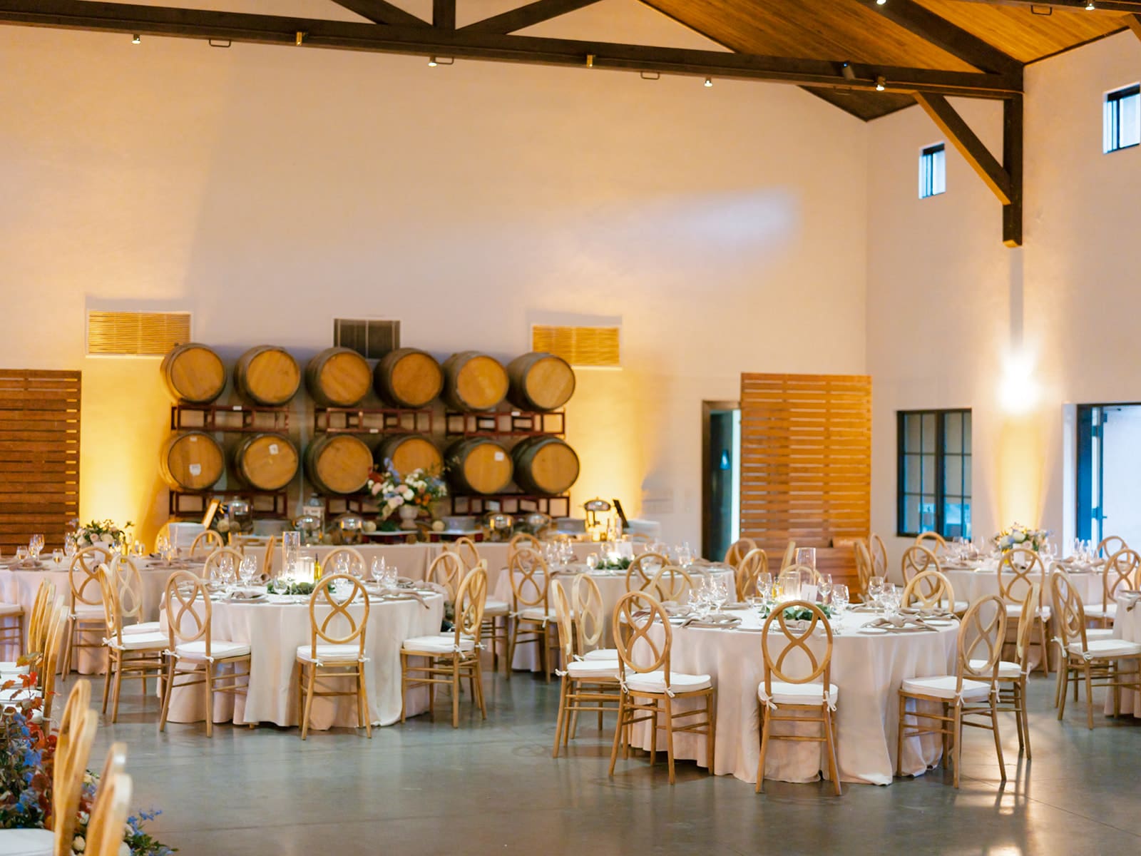 An elegant indoor Viansa Winery wedding reception in Sonoma, California