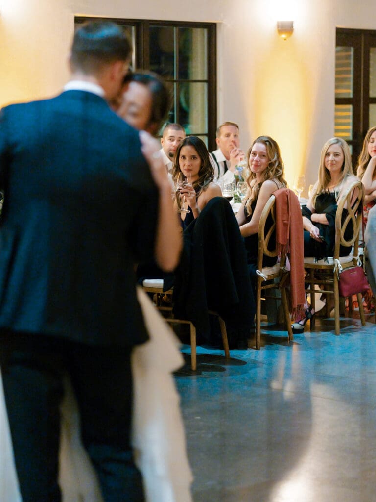 Bride and groom sharing their first dance