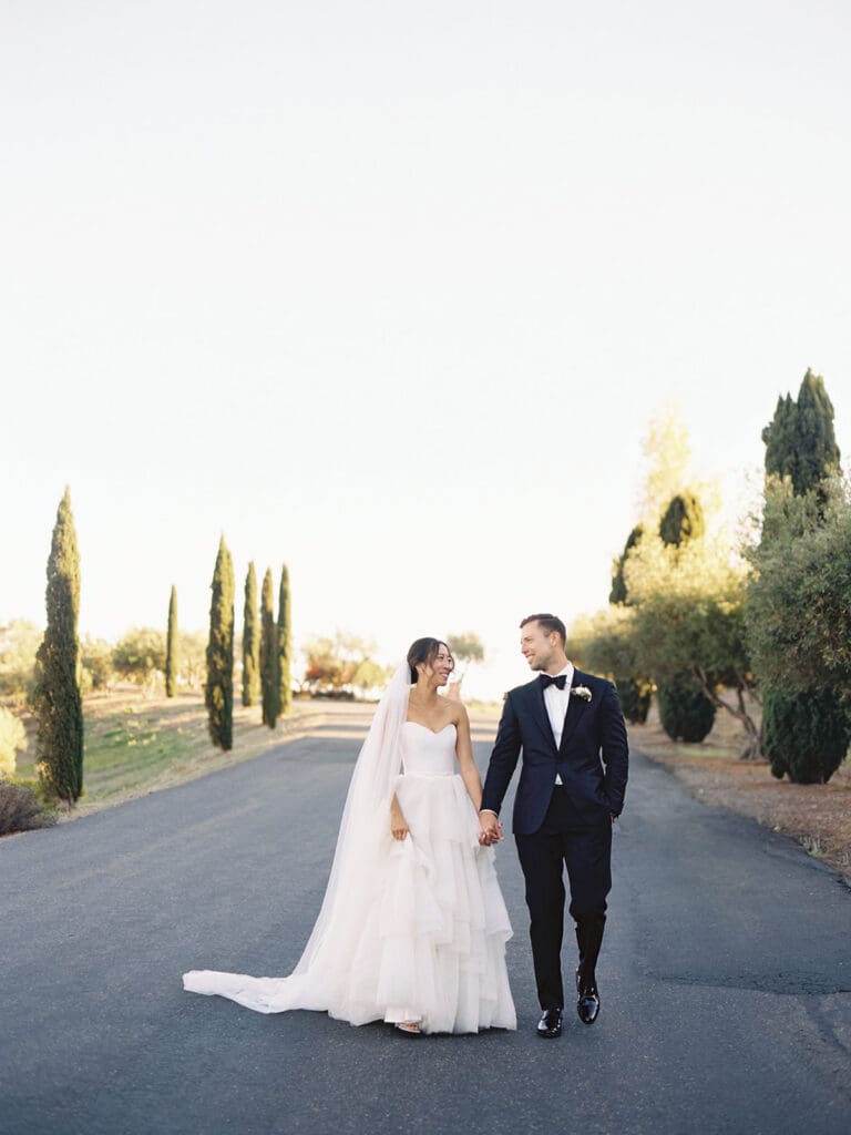 Bride and grooms outdoor Viansa Winery wedding portraits