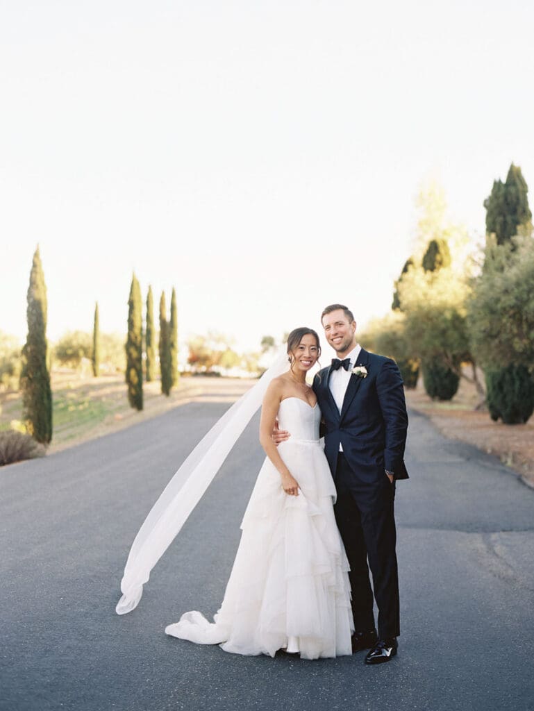 Bride and grooms outdoor Viansa Winery wedding portraits