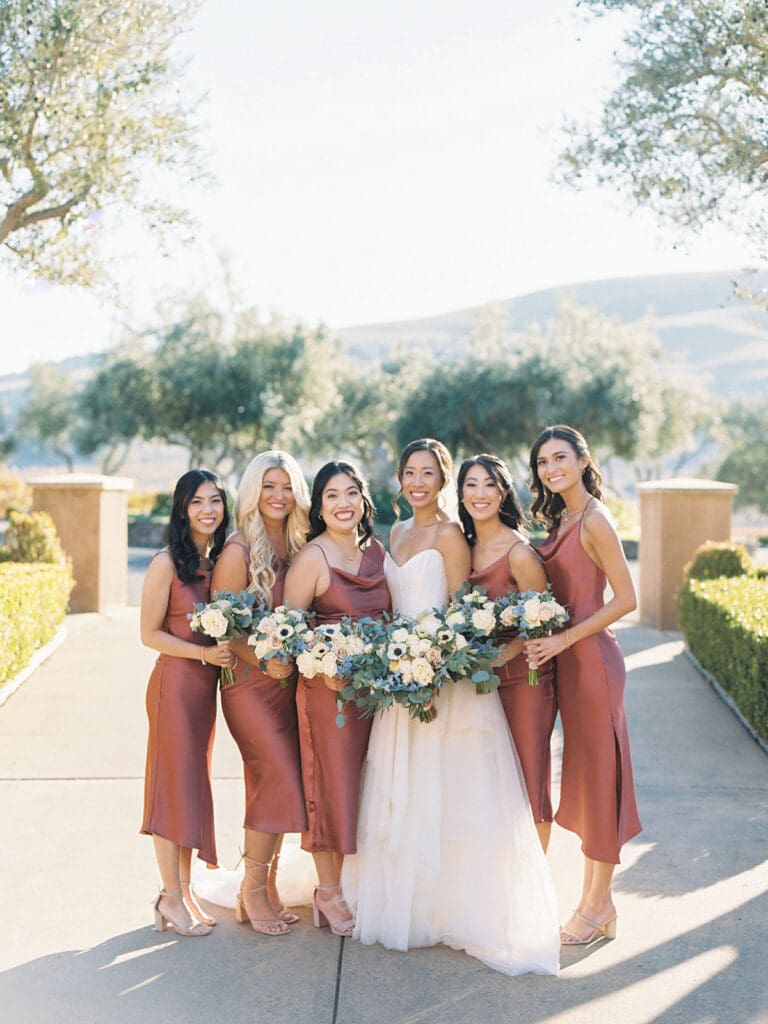 Bride and bridesmaids portraits from a fall Viansa Winery wedding in Sonoma, California