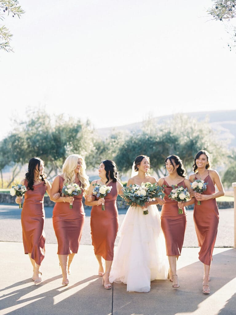 Bride and bridesmaids portraits from a fall Viansa Winery wedding in Sonoma, California