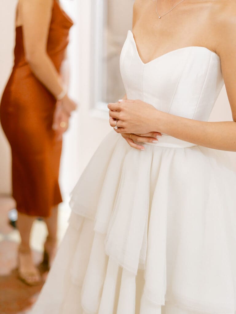 Close up shot of a bride