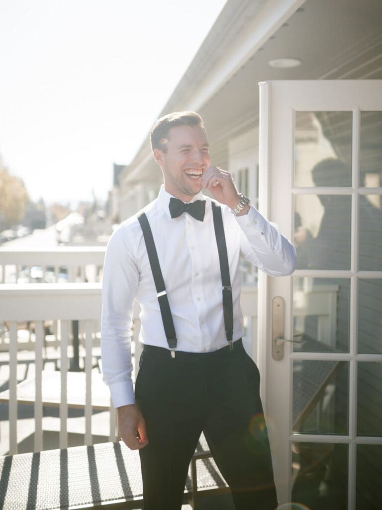 Groom getting ready for his Viansa Winery wedding in California