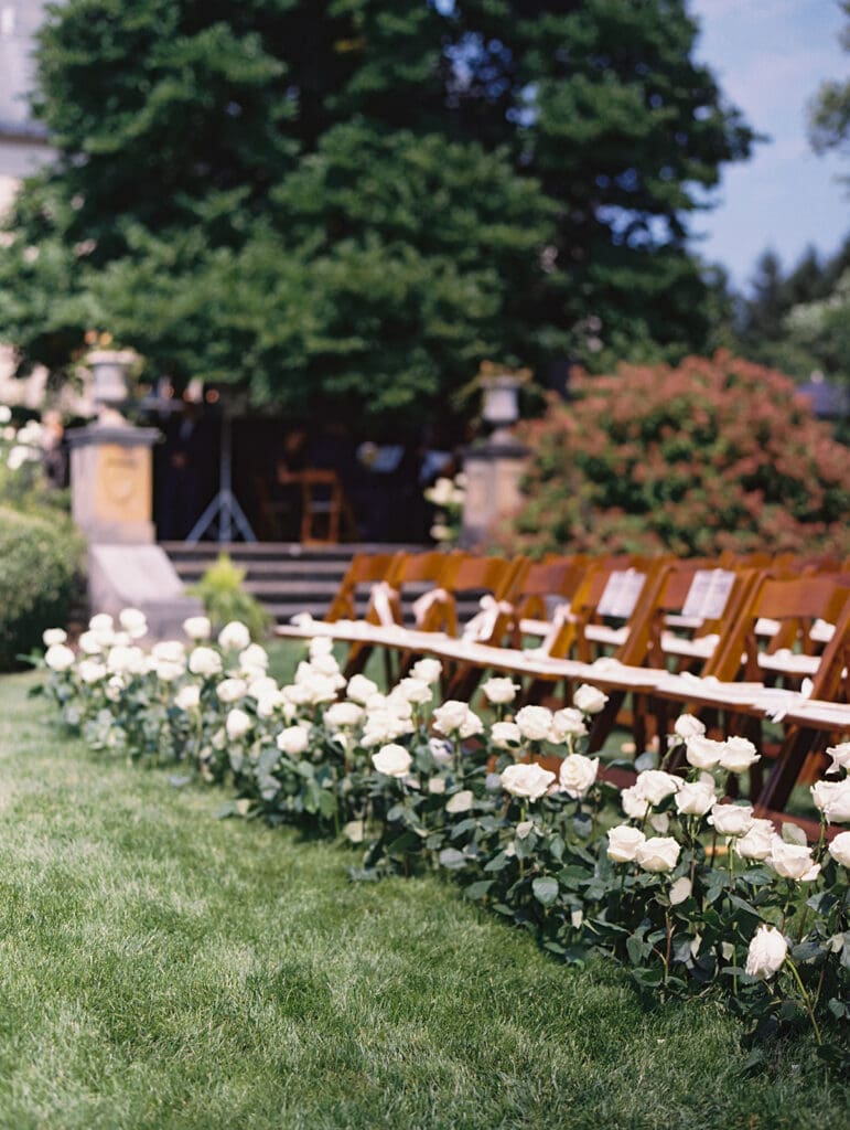 An outdoor wedding ceremony at Greencrest Manor in Michigan